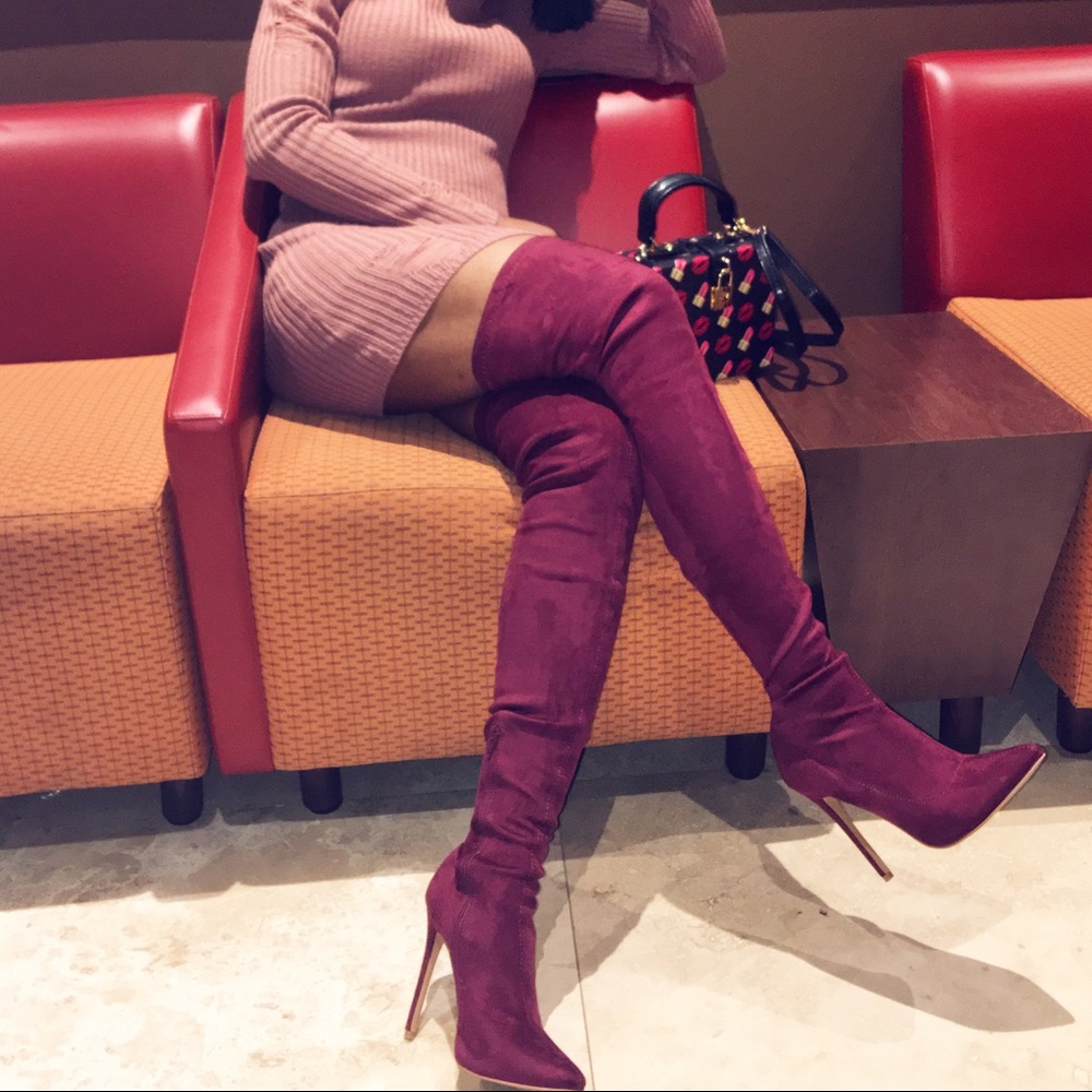 **SOLD** Austere Thigh High Boots (Burgundy Color)